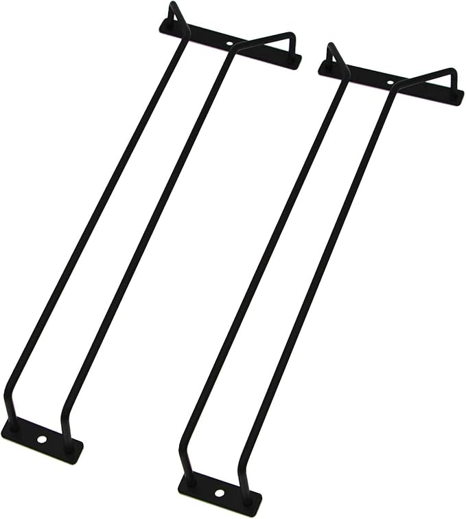 14-Inch Black Wine Glass Rack, Under Cabinet Wine Glass Holder, Stemware Rack, Hanging Stemware Holder, Set of 2-HomvellaHome