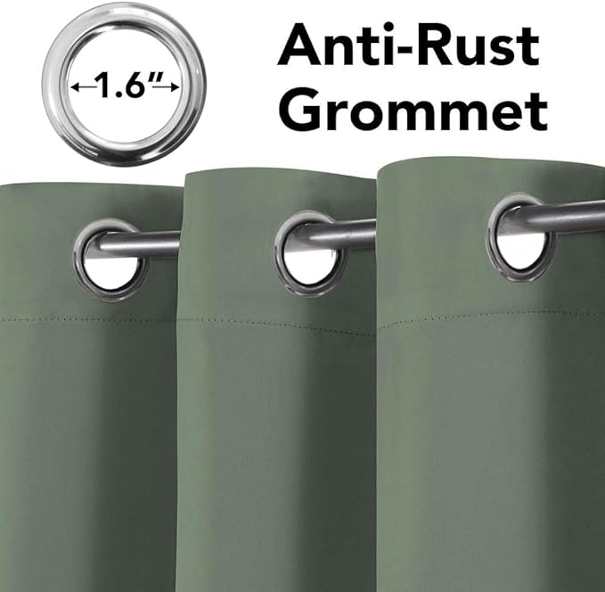 H.VERSAILTEX Room Darkening Curtains for Living Room Light Reducing Thermal Insulated Window Treatment Panels/Drapes Grommet Top 2 Panels Green Bay - 52 x 96 Inches-HomvellaHome