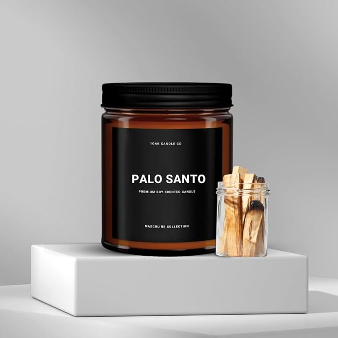 1OAK Scented Candles for Men - Palo Santo Candle - Mens Candles for Home - Masculine Candle - Long Burning Premium - Soy Wax (7oz.)-HomvellaHome