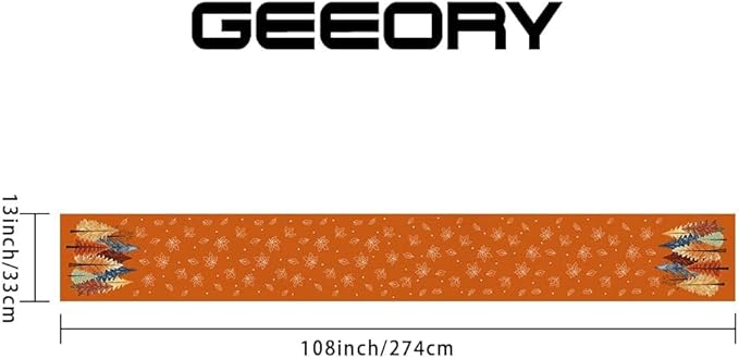 GEEORY Fall Watercolor Trees & Maple Leaves Table Runner 13x108 Inch, Rustic Farmhouse Autumn Thanksgiving Decor for Kitchen, Dining, Indoor/Outdoor Holiday Dinner Party Orange GT158-108-HomvellaHome