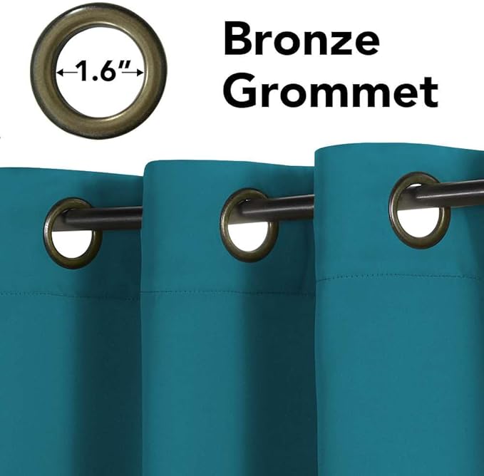 H.VERSAILTEX Solid Turquoise Blue Thermal Insulated Blackout Curtains Nickel Grommet Panels Room Darkening Window Drapes for Bedroom/Living Room 52 x 72 Inch (Set of 2)-HomvellaHome