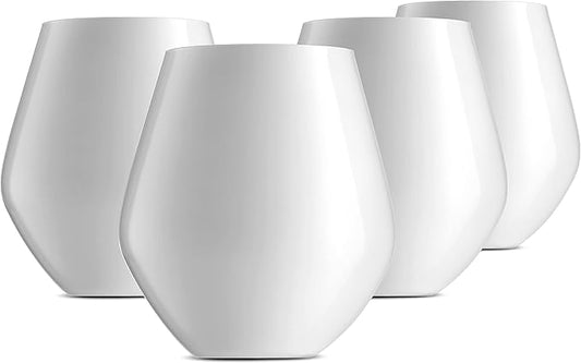 Godinger Wine Glasses, Stemless Wine Glasses, Red Wine Glasses, Drinking Glasses, European Made Stemless Wine Glass - White, 17oz, Set of 4-HomvellaHome