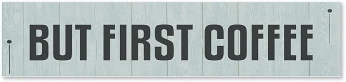 Generic Funny Wood Sign But First Coffee Rustic Wooden Hanging Sign Home Farmhouse Kitchen Wall Decoration 16 x 4 Inch-HomvellaHome