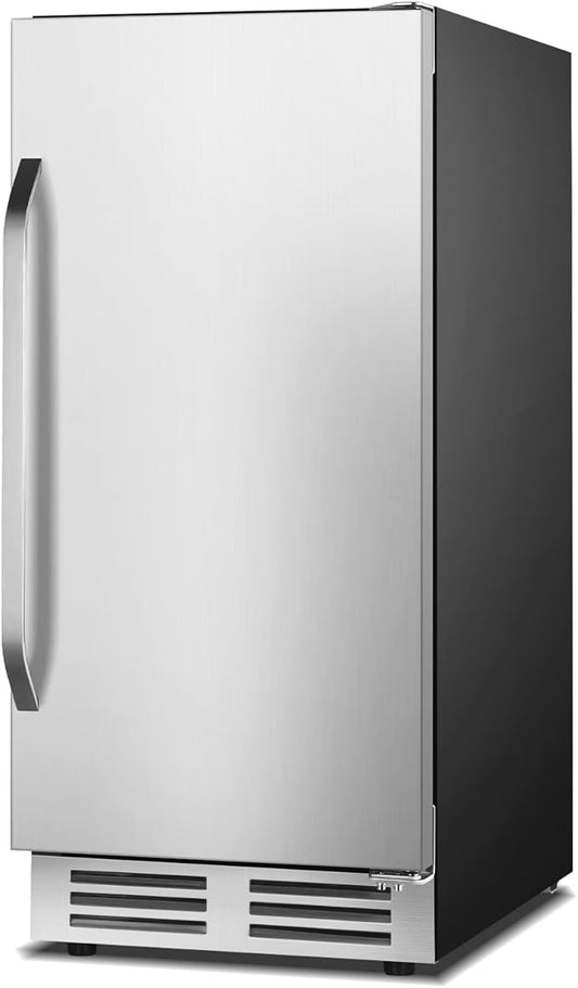 15 Inch Outdoor Beverage Refrigerator Cooler,Stainless Steel 127 Cans Beverage Fridge with French Door Under Counter Built-in or Freestanding, Perfect for Beer, Cola-HomvellaHome