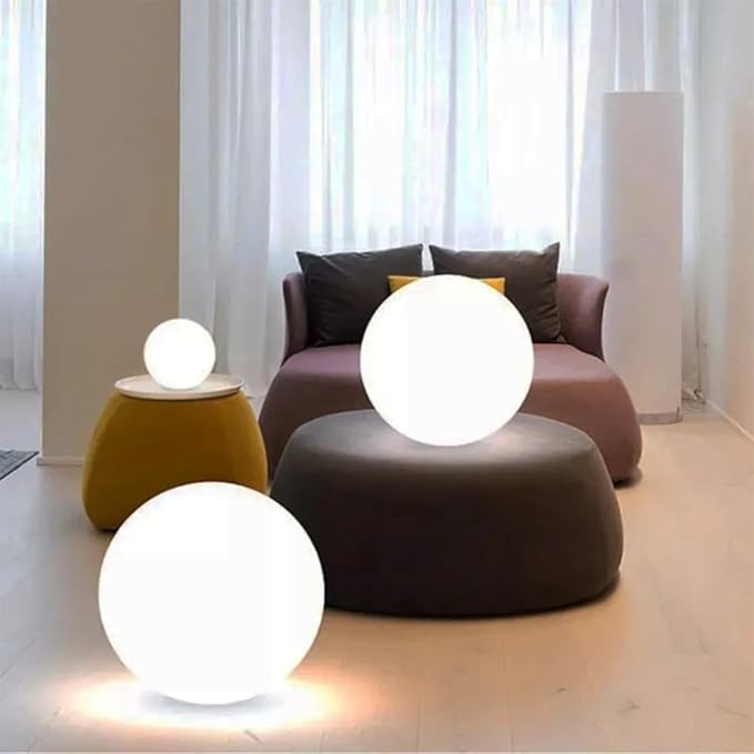 Globe Floor Lamp, 14-in Rechargeable LED Ball Light Globe Light w/Remote, Versatile Glowing Orb Mood Lamps Waterproof Outdoor Orb Lamp, Dimmable RGB Color Changing Light Up Ball for Home Garden Yard-HomvellaHome