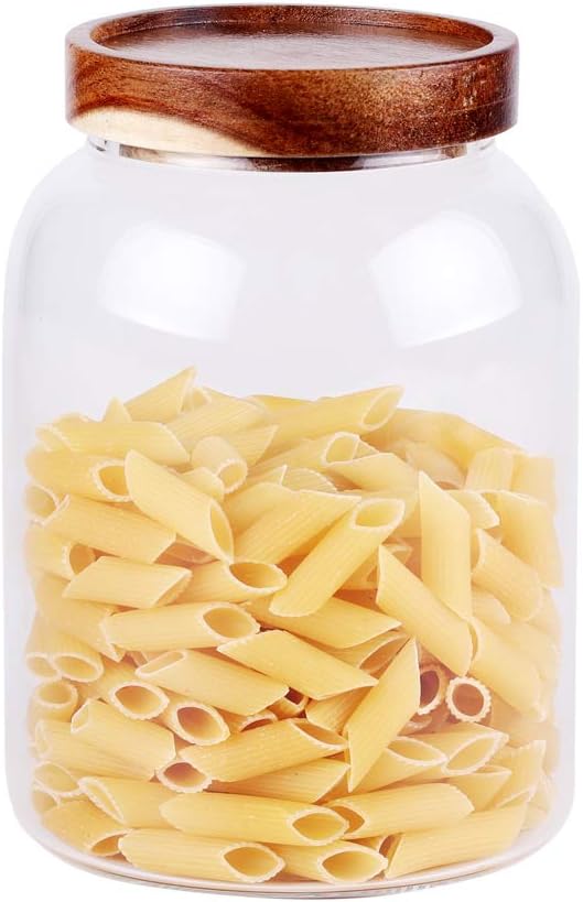 Glass Storage Jar, Food Storage Container/Canisters with Airtight Lid for Serving Tea, Coffee, Honey,.Spice, Perfect as a Cereal Dispenser (6.3 inch high)-HomvellaHome
