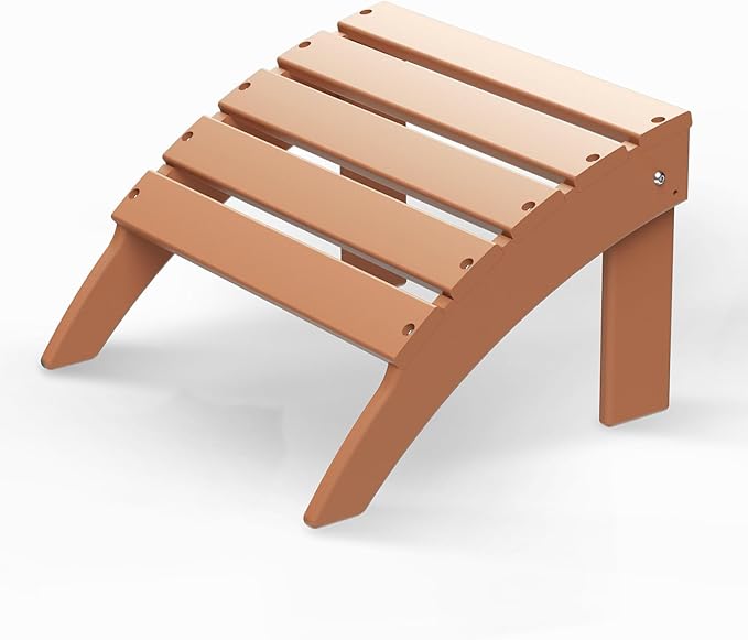 GREENVINES Adirondack-Ottoman | HDPE Plastic | Outdoor Footrest | All Weather | Foot Rest | Foot Stool | Teak | for Adirondack Chair | for Patio Backyard Pool-HomvellaHome