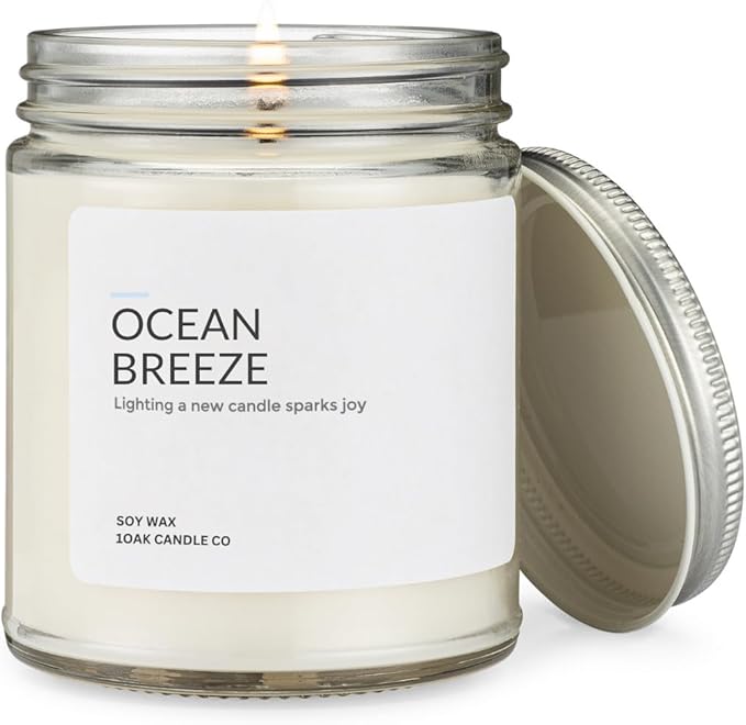 1OAK Soy Wax Ocean Candle (Ocean Breeze) - Beach Candle - Ocean Themed Candles - Summer Candles for Home - Home Scented - Hand-Poured (7oz.)-HomvellaHome