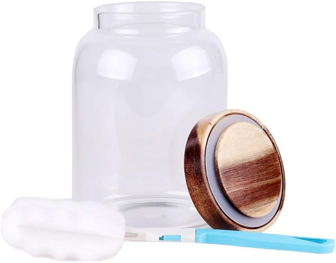 Glass Storage Jar, Food Storage Container/Canisters with Airtight Lid for Serving Tea, Coffee, Honey,.Spice, Perfect as a Cereal Dispenser (6.3 inch high)-HomvellaHome