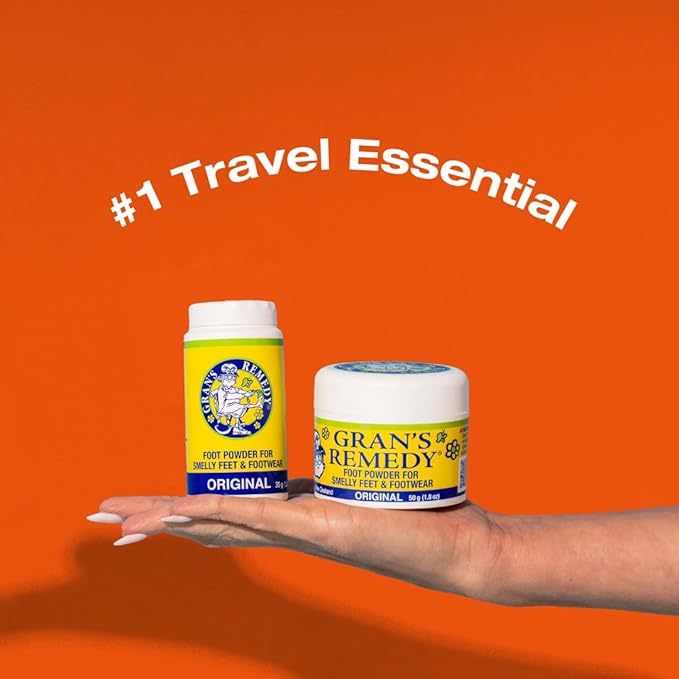 Gran's Remedy Shoe Deodorizer and Foot Powder for Smelly Feet - Effective Shoe Odor Eliminator in Travel Size - Absorbs Sweat and Moisture for Shoes and Feet - Unscented-HomvellaHome