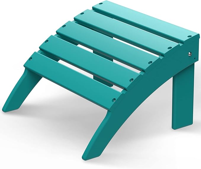 GREENVINES Adirondack-Ottoman | HDPE Plastic | Outdoor Footrest | All Weather | Foot Rest | Foot Stool | Aqua | for Adirondack Chair | for Patio Backyard Pool-HomvellaHome