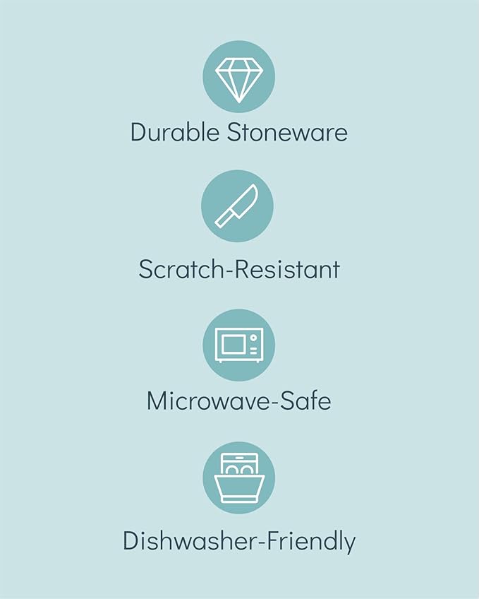 16 Piece Dinnerware Sets for 4 - Modern Style Stoneware Dinnerware Set - Scratch Resistant,Dishwasher,Microwave Safe Plates and Bowls Sets Ceramic,Dish Set, Bowl and Plate Set - Beige and Light Blue…-HomvellaHome