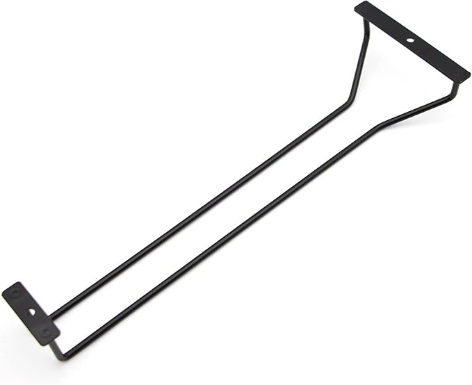 14-Inch Black Wine Glass Rack, Under Cabinet Wine Glass Holder Stainless Steel Stemware Rack - Hanging Stemware Holder for Cabinet Kitchen Bar, Set of 4-HomvellaHome