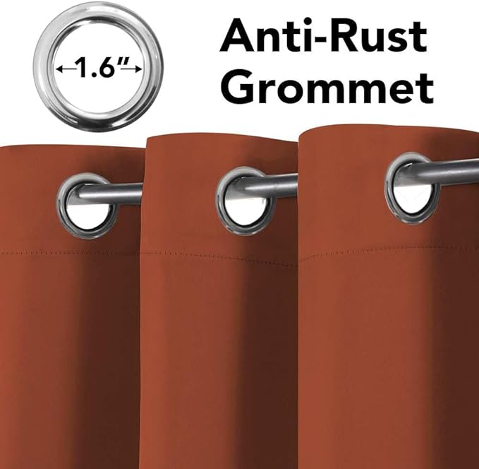 H.VERSAILTEX Blackout Curtains for Bedroom Thermal Insulated Room Darkening Living Room Curtains 72 Inch Long Grommet Privacy Protection Window Curtain Panels/Drapes for Nursery,2 Panels,Orange-HomvellaHome