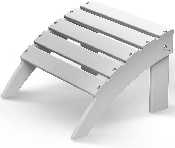 GREENVINES Adirondack-Ottoman | HDPE Plastic | Outdoor Footrest | All Weather | Foot Rest | Foot Stool | White | for Adirondack Chair | for Patio Backyard Pool-HomvellaHome