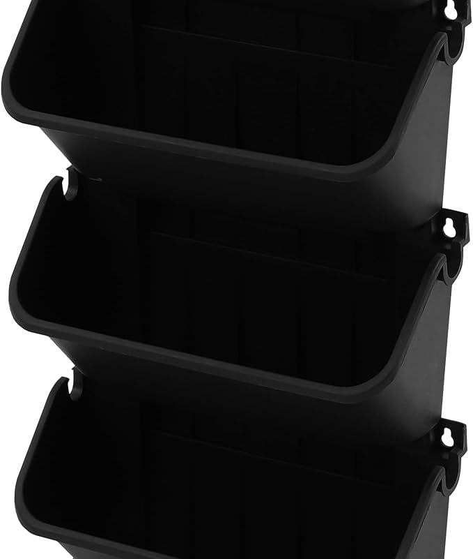 18 Pots Self-Watering Vertical Wall Planter, 39.4”L x 39.4”H Stackable Plastic Wall-Mounted Plant Grow Pots, Wall Hang Garden Planter Outdoor Indoor for Herbs Flowers Strawberries (Black)-HomvellaHome