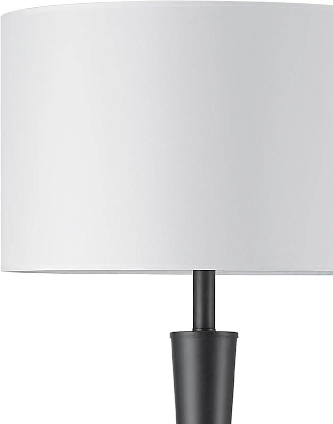 Globe Electric 67224 70" Floor Lamp, Matte Black Finish, White Fabric Shade, Modern Tapered Frame, E26 Base, Contemporary Living Room and Bedroom Lighting-HomvellaHome