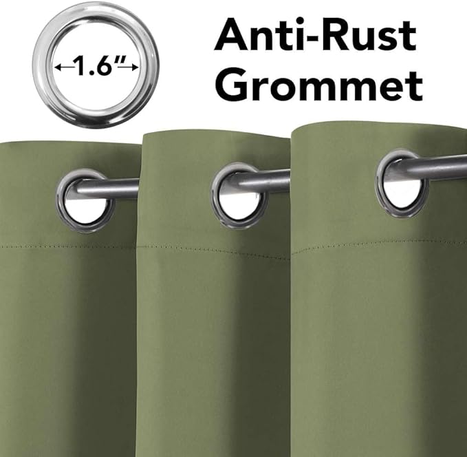 H.VERSAILTEX Premium Blackout Thermal Insulated Room Darkening Curtains for Bedroom/Living Room - Classic Grommet Top (2 Panels, Sage, 52 Inch by 96 Inch)-HomvellaHome