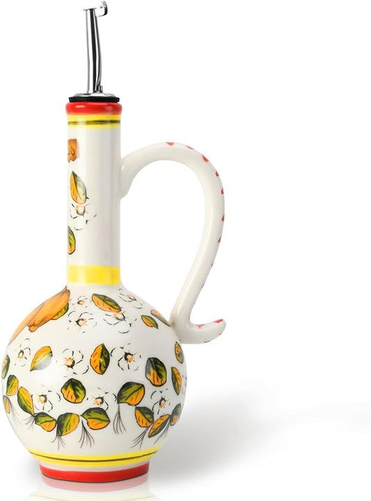 15Oz Ceramic Handmade Oil Dispenser with 3 olive design-HomvellaHome