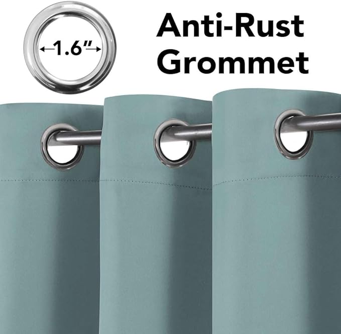 H.VERSAILTEX Blackout Window Treatment Curtains/Panels, Thermal Insulated Room Darkening Solid Grommet Drapes for Bedroom/Living Room Window (52 Inch by 108 Inch, Mineral Blue, Set of 2)-HomvellaHome