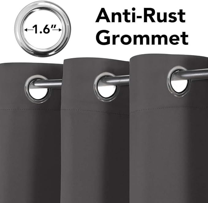 H.VERSAILTEX Blackout Curtains for Bedroom Thermal Insulated Room Darkening Living Room Curtains 72 Inch Long Grommet Privacy Protection Window Curtain Panels/Drapes, 2 Panels, Charcoal Grey-HomvellaHome