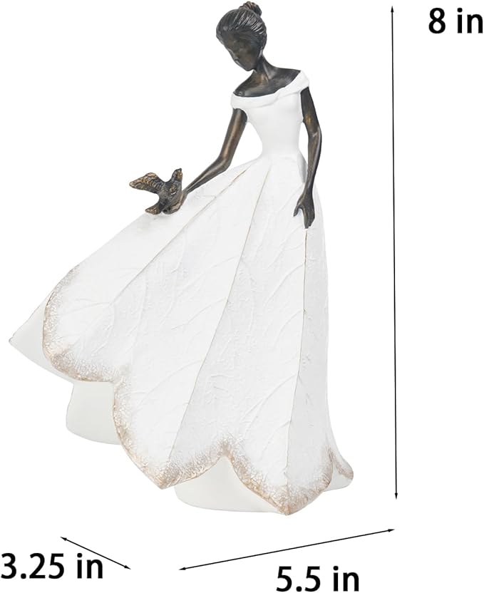 Guichifun Fairy Statue Collection Home Decoration - White Leaf Angel Girls Resin Living Room Bookshelf Decor Garden Outdoor Bathroom Decorations Figurines Gift 5.5 x 3.25 x 8 Inch-HomvellaHome