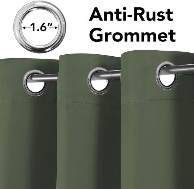 H.VERSAILTEX Premium Blackout Thermal Insulated Room Darkening Curtains for Bedroom/Living Room - Classic Grommet Top (2 Panels, Bronze Green, 52 Inch by 96 Inch)-HomvellaHome