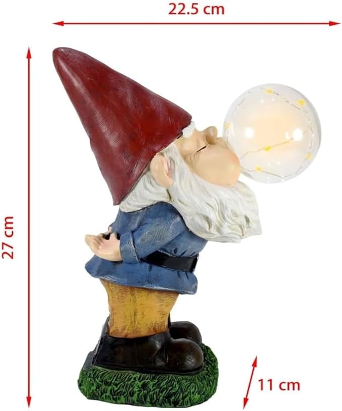 Garden Gnomes Outdoor with LED Solar Light - 11’’Spring Gnomes Decorations for Home/Yard/Patio with Lantern - Solar Garden Statues (Bubble Gnome)-HomvellaHome