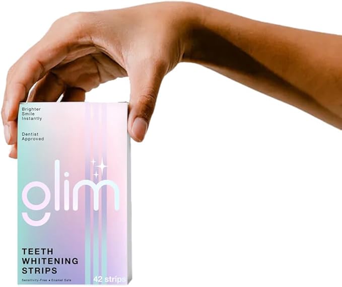 Glim Professional Teeth Whitening Strips| 42 Strips (21 Treatments), Hydrogen-Free, Peroxide-Free, Non-Toxic, Dentist Recommended, Sensitivity Free - Vegan & Cruelty Free - (Mint)-HomvellaHome