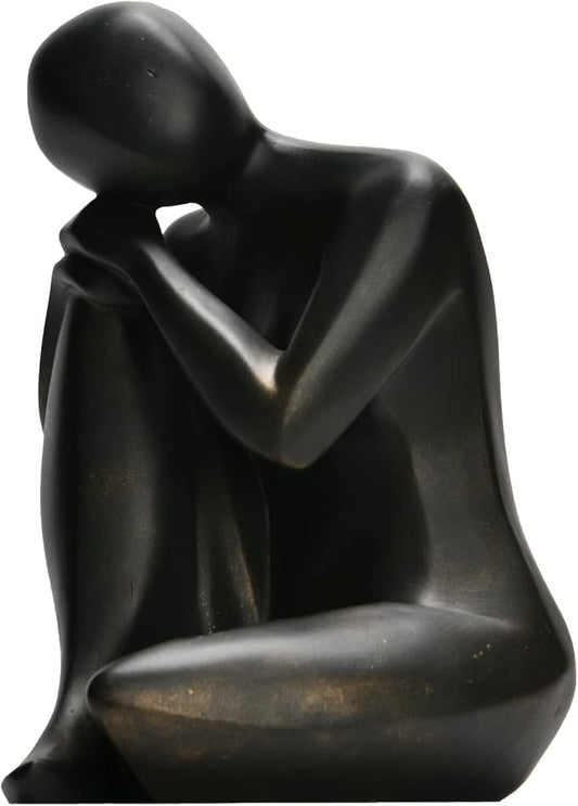 Guichifun Thinker Statue Resin Abstract Sculpture - Collectible Woman Figurine Art Home Office Bookshelf Decorative Objects Desktop Black Decor for Men&Women 5.25 X 6.25 X 8.5 Inch-HomvellaHome