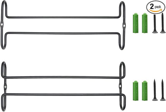 10 Inch Wine Glass Rack Under Cabinet Shelf Stemware Storage Hanging Hanger Organizer Glasses Holder with Drying Under Counter Metal for Kitchen and Bar Set of 2 Black-HomvellaHome