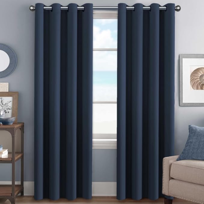 H.VERSAILTEX Ultra Thick and Soft Blackout Curtains for Bedroom, Room Darkening Thermal Insulated Extra Long Curtains/Drapes, Privacy Curtain Panels (52 Inch by 108 Inch, Navy Blue, 2 Panels)-HomvellaHome