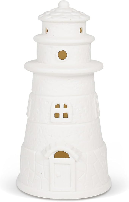 White Ceramic Lighthouse Statue Lamp - Light House Book Shelf Decor Aesthetic,Beach Themed Room Decor,Nautical Coastal Ocean Decor for Home Bedroom Bathroom Living Room