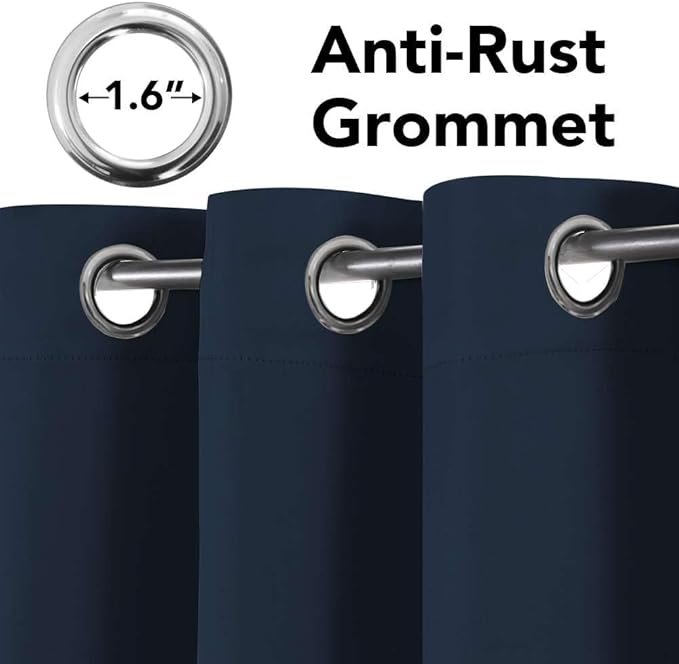 H.VERSAILTEX Blackout Curtains for Bedroom Thermal Insulated Room Darkening Living Room Curtains 72 Inch Long Grommet Privacy Protection Window Curtain Panels/Drapes for Nursery, 2 Panels, Navy Blue-HomvellaHome