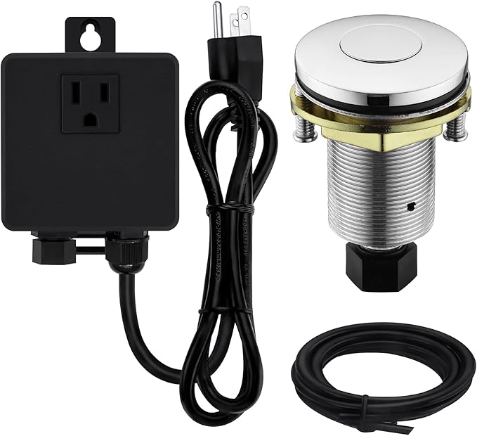 Garbage Disposal SinkTop Air Switch Kit with Stainless Steel Button,Chrome-HomvellaHome