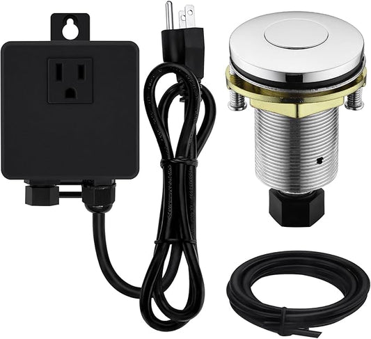 Garbage Disposal SinkTop Air Switch Kit with Stainless Steel Button,Chrome-HomvellaHome