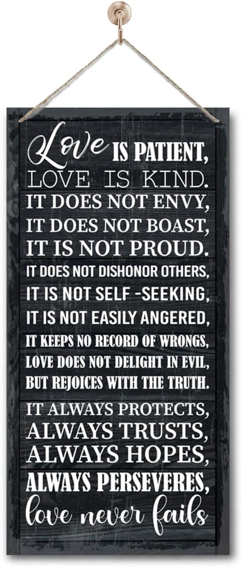 1 Corinthians 13:4-8 Inspirational Hanging Wood Decor Sign, Printed Wood Sign, Love is Patient, Love is Kind Quote, Hanging Bible Verses Woods Wall Signs, Rustic Home Decor Signs, Christian Gift A1-HomvellaHome