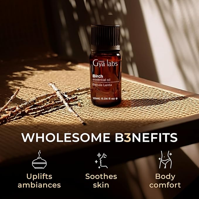 Gya Labs Birch Essential Oil for Diffuser - 0.34 Fl Oz - 100% Pure Natural Birch Oil for Skin, Massage, Perfumes＆Candle Making Scent-HomvellaHome