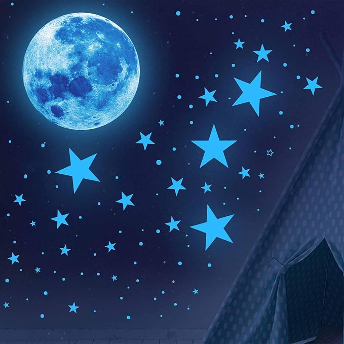 1078Pcs Glow in The Dark Stars for Ceiling Glowing Space and Moon Decals Universe Stickers Kids Wall Decor Perfect for Boys Girls Nursery Bedroom Living Room-HomvellaHome