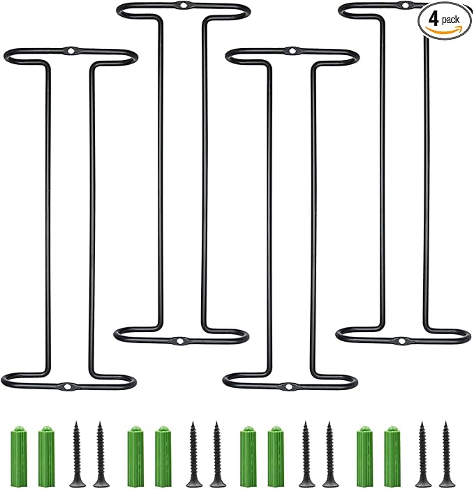 10 Inch Wine Glass Rack Under Cabinet Shelf Stemware Storage Hanging Hanger Organizer Glasses Holder with Drying Under Counter Metal for Kitchen and Bar Set of 4 Black-HomvellaHome