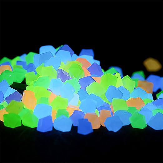 Glow in The Dark Rocks, 500PCS Fairy Garden Decorations Stones, Outdoor Decor for Mixd Color Luminous Pebble Stones for Plants/Backyard/Aquarium (1, Mixd, 500)-HomvellaHome
