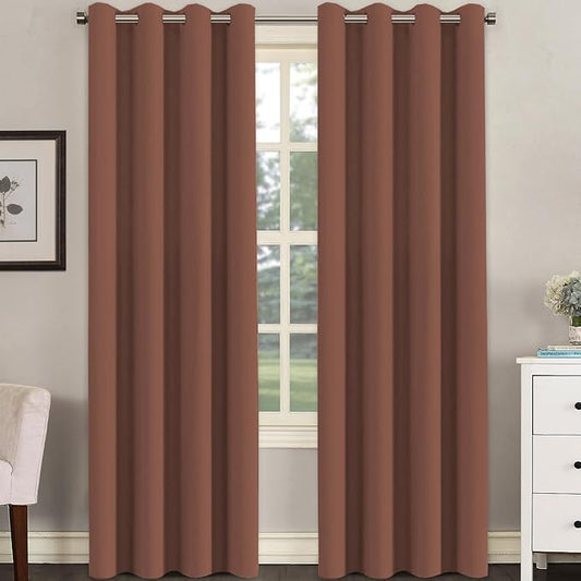 H.VERSAILTEX Room Darkening Curtains for Living Room Light Reducing Thermal Insulated Window Treatment Panels/Drapes Grommet Top 2 Panels (Washed Spice - 52 x 84 Inches)-HomvellaHome
