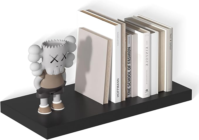 12 Inch Deep Floating Shelves for Wall 1 Pack Floating Shelves Large Storage Space Wall Mount Shelf for Living Room Kitchen Bathroom 24" W x 12" D x 1.2" H Black-HomvellaHome