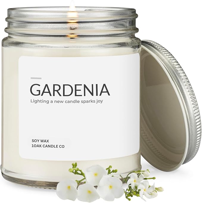 1OAK Soy Wax Scented Candles (Gardenia) - Long Burning Premium Hand-Poured (7oz.)-HomvellaHome