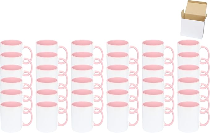 11oz Ceramic Sublimation Coffee Mug in White Gift Box, Case of 36 (Pink)-HomvellaHome