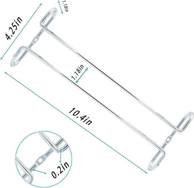 10 Inch Wine Glass Rack Under Cabinet Shelf Stemware Storage Hanging Hanger Organizer Glasses Holder with Drying Under Counter Metal for Kitchen and Bar Set of 4 Silver-HomvellaHome