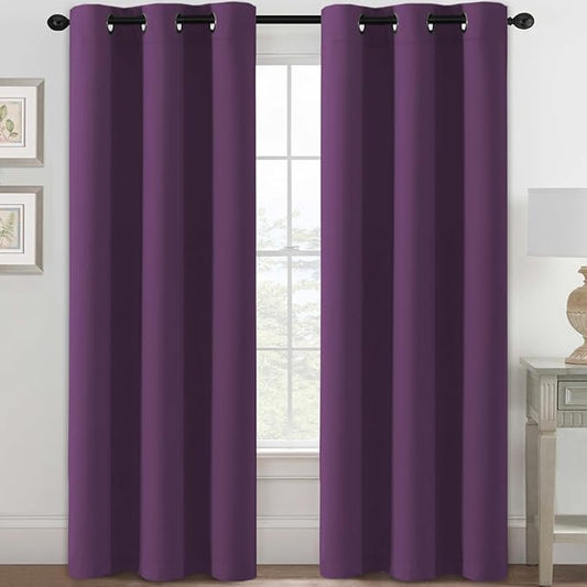 H.VERSAILTEX Blackout Curtains for Bedroom Thermal Insulated Room Darkening Living Room Curtains 84 Inch Long Grommet Privacy Protection Window Curtain Panels/Drapes for Nursery, 2 Panels,Plum Purple-HomvellaHome
