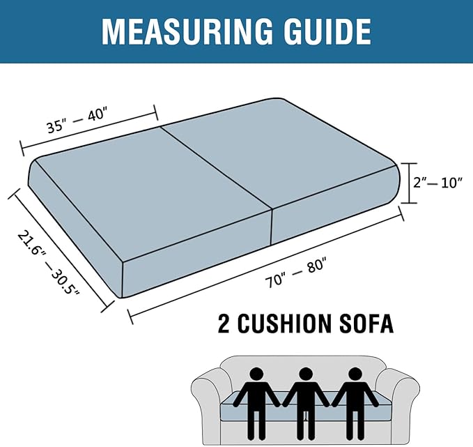 H.VERSAILTEX Super Stretch Individual Seat Cushion Covers Sofa Covers Couch Cushion Covers Slipcover Sets Thick Jacquard Textured Twill Fabric (2 Piece Large Sofa Cushion Covers, Burgundy Red)-HomvellaHome