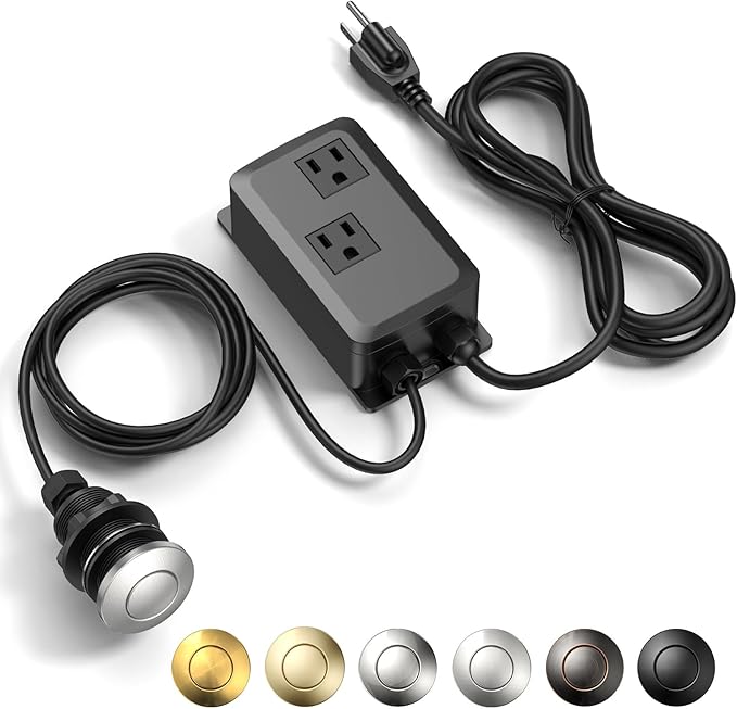 Garbage Disposal Air Switch Kit -Professional- Dual Outlet, Sink Top Waste Disposer On/Off, Garbage Disposal Button, UL Listed-HomvellaHome