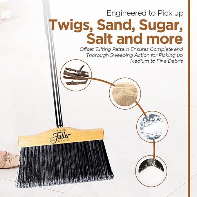 10” Upright Broom with 2 Piece Black Steel Threaded Handle-HomvellaHome